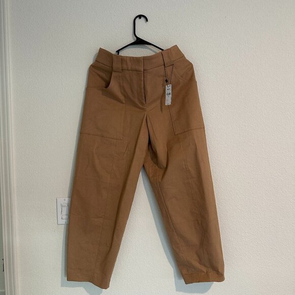 NWOT Super High Waisted Cropped Utility Trouser Pant in pecan Size 6 - Picture 1 of 4